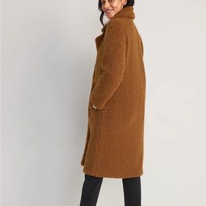 🧸Teddy long coat front Old Navy XL in caramel color.